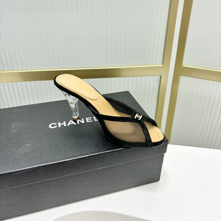 HIGH HEEL PEEP TOE IN BLACK BREATHABLE MESH