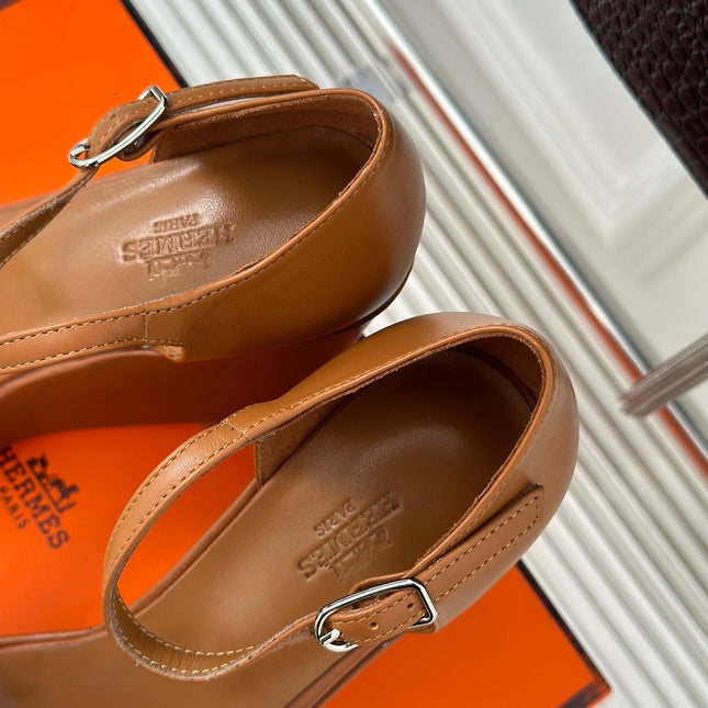 WEDGES SANDALS CARAMEL LAMBSKIN