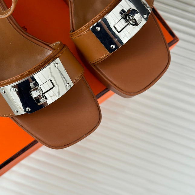 WEDGES SANDALS CARAMEL LAMBSKIN