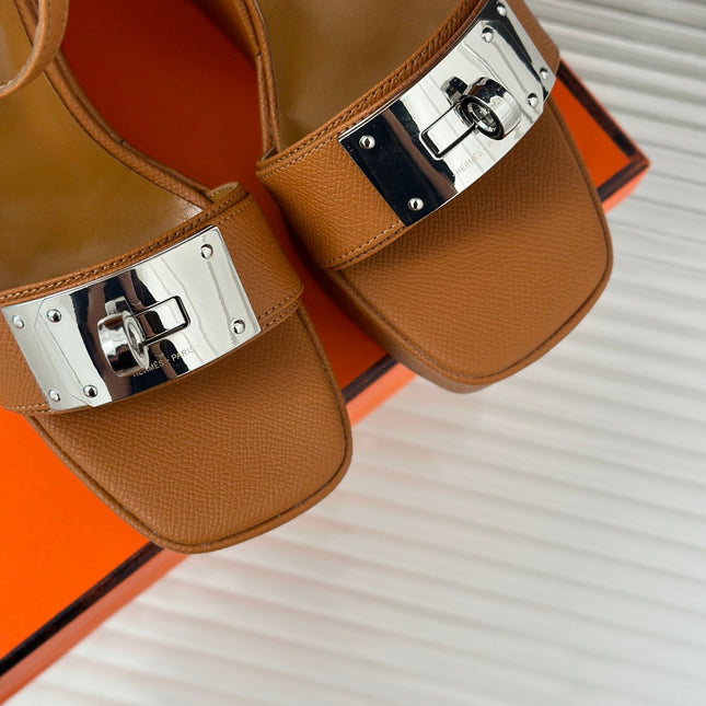 WEDGES SANDALS TAWNY LAMBSKIN
