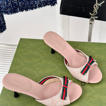 GG Vintage High Heel Slippers Pink Blush