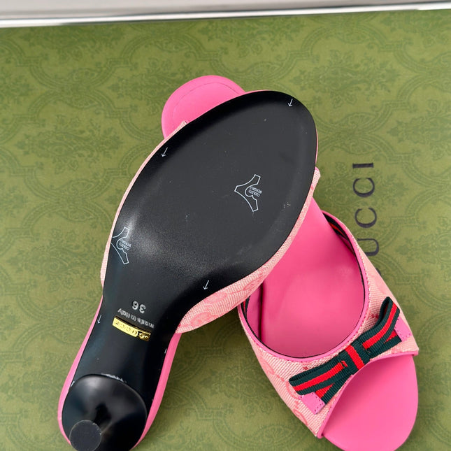 GG Vintage High Heel Slippers Pink