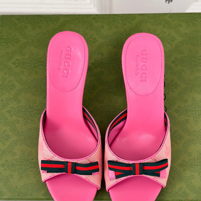 GG Vintage High Heel Slippers Pink
