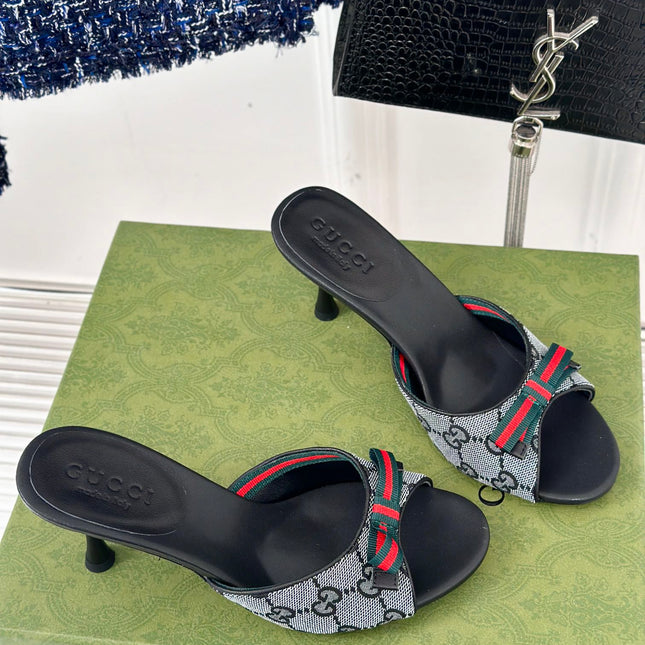 GG Vintage High Heel Slippers Black