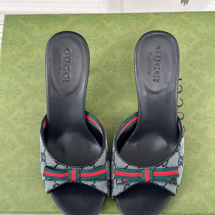 GG Vintage High Heel Slippers Black