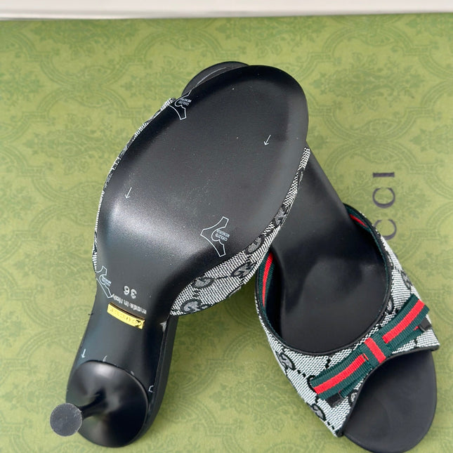 GG Vintage High Heel Slippers Black