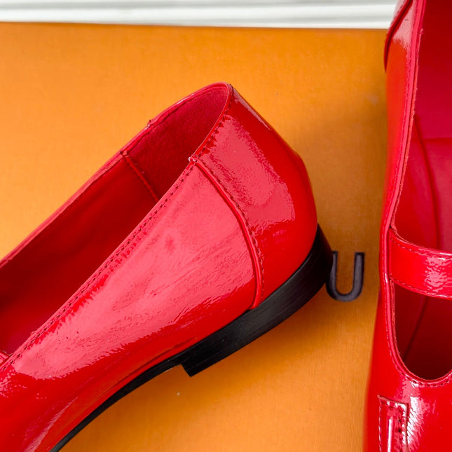 LV WOMEN SOHO FLAT MARY JANE IN CHERRY RED CALFSKIN