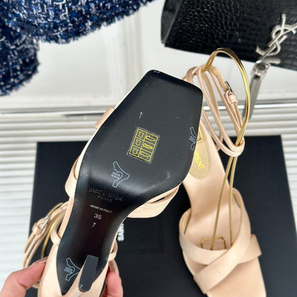 SL CORINNE SANDALS BEIGE SATIN CREPE