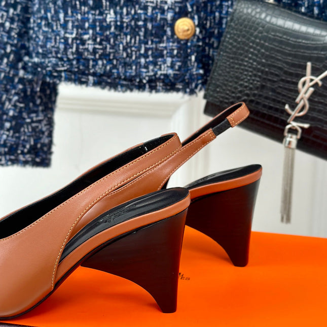 HIGH HEEL 75 MM POINTED- TOE SANDAL IN BRONZE BROWN CALFSKIN