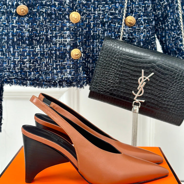 HIGH HEEL 75 MM POINTED- TOE SANDAL IN BRONZE BROWN CALFSKIN