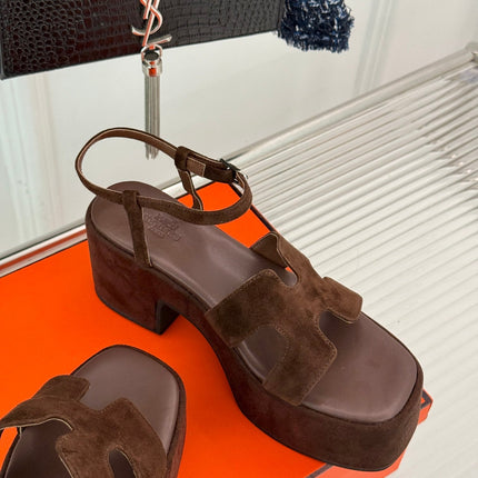 HM 25S JAM 30 HIGH-HEEL SANDAL IN DARK BROWN SUEDE