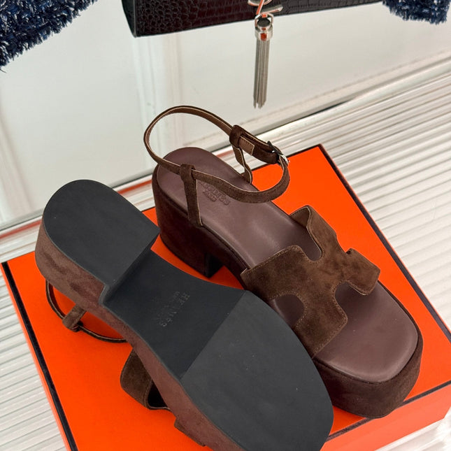 HM 25S JAM 30 HIGH-HEEL SANDAL IN DARK BROWN SUEDE