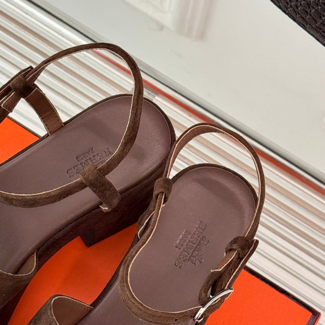 HM 25S JAM 30 HIGH-HEEL SANDAL IN DARK BROWN SUEDE