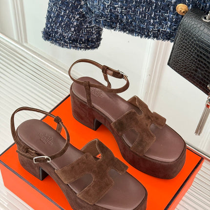 HM 25S JAM 30 HIGH-HEEL SANDAL IN DARK BROWN SUEDE