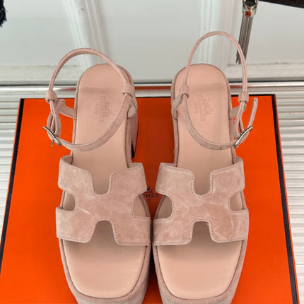 HM 25S JAM 30 HIGH-HEEL SANDAL IN PEACH PINK SUEDE