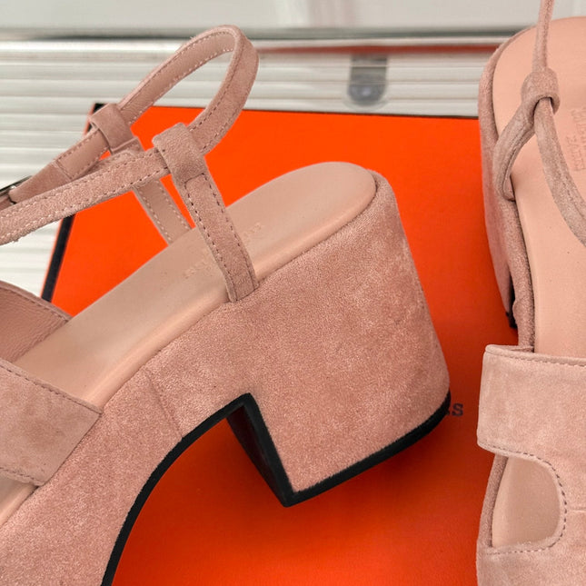 HM 25S JAM 30 HIGH-HEEL SANDAL IN PEACH PINK SUEDE