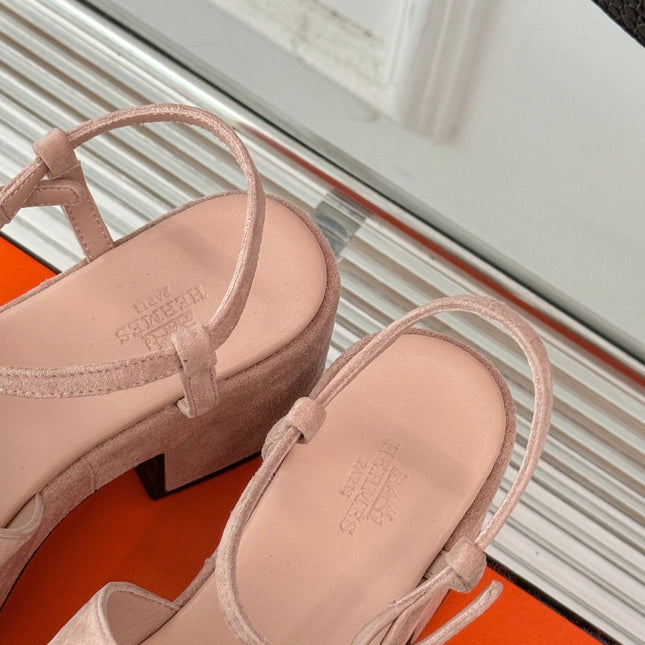 HM 25S JAM 30 HIGH-HEEL SANDAL IN PEACH PINK SUEDE