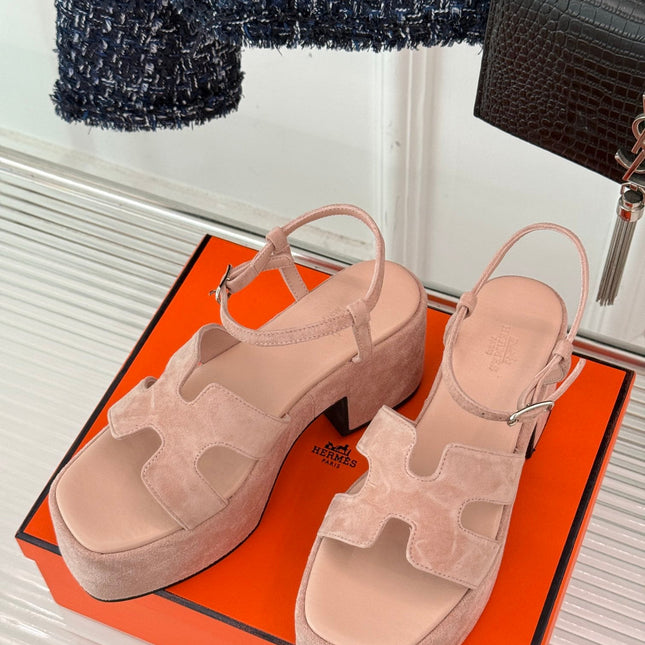 HM 25S JAM 30 HIGH-HEEL SANDAL IN PEACH PINK SUEDE