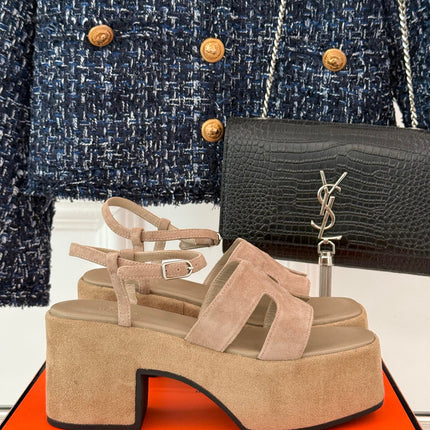 HM 25S JAM 30 HIGH-HEEL SANDAL IN TERRACOTTA BEIGE SUEDE