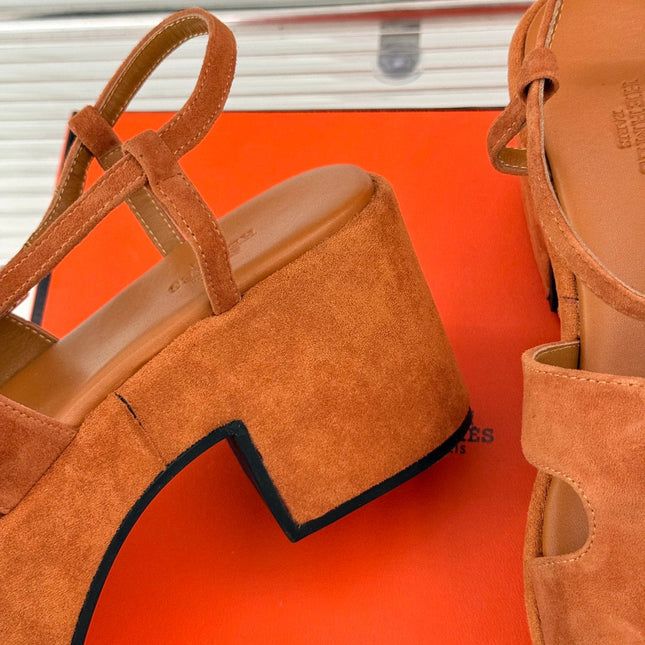 HM 25S JAM 30 HIGH-HEEL SANDAL IN TERRACOTTA ORANGE SUEDE
