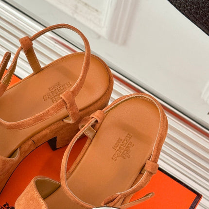HM 25S JAM 30 HIGH-HEEL SANDAL IN TERRACOTTA ORANGE SUEDE