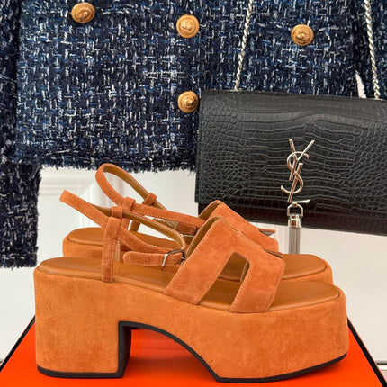 HM 25S JAM 30 HIGH-HEEL SANDAL IN TERRACOTTA ORANGE SUEDE