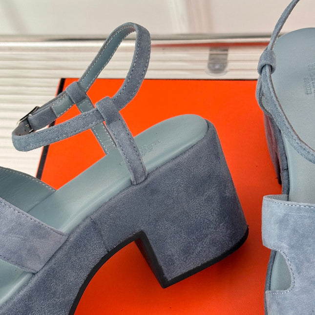 HM 25S JAM 30 HIGH-HEEL SANDAL IN STEEL BLUE GRAY SUEDE