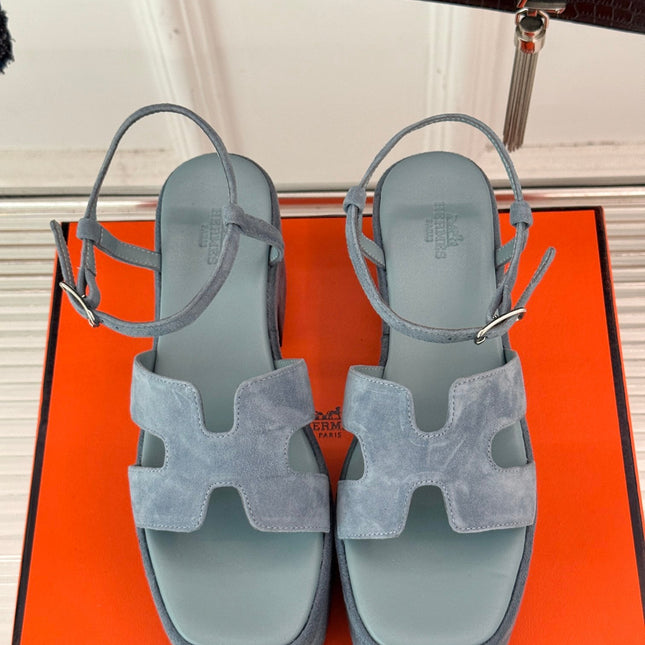HM 25S JAM 30 HIGH-HEEL SANDAL IN STEEL BLUE GRAY SUEDE