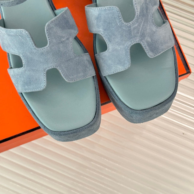 HM 25S JAM 30 HIGH-HEEL SANDAL IN STEEL BLUE GRAY SUEDE