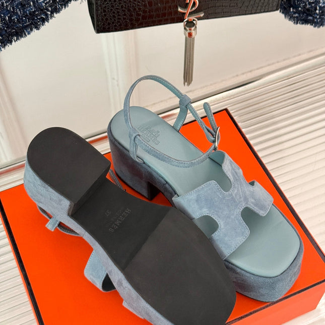 HM 25S JAM 30 HIGH-HEEL SANDAL IN STEEL BLUE GRAY SUEDE