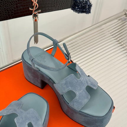 HM 25S JAM 30 HIGH-HEEL SANDAL IN STEEL BLUE GRAY SUEDE