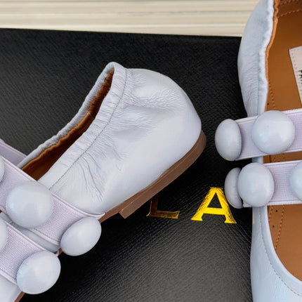 ALAIA MARY JANE PEARL IN PALE PURPLE GLOSSY LAMBSKIN