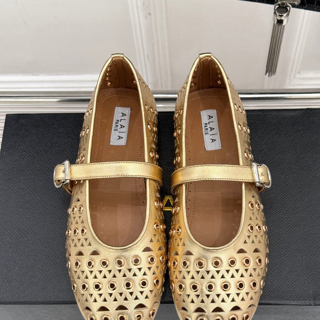 MARY JANE IN METALLIC GOLD CALFSKIN