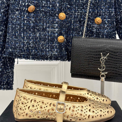 MARY JANE IN METALLIC GOLD CALFSKIN