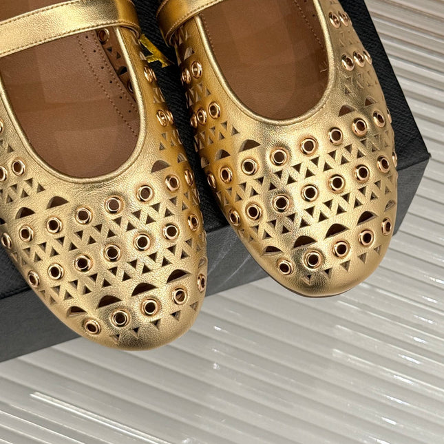 MARY JANE IN METALLIC GOLD CALFSKIN