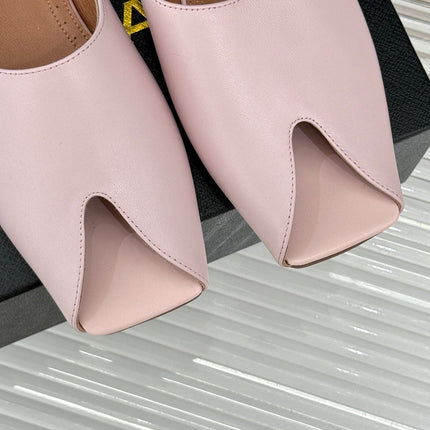 ALAIA FLAT MULE IN LIGHT PINK LAMBSKIN