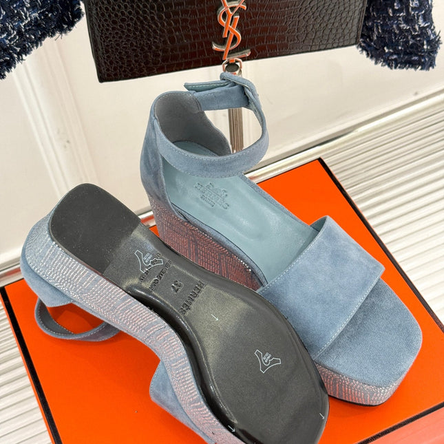 ILLUSION 35 SANDAL IN LIGHT BLUE SUEDE WITH RHINESTONE DETAILS