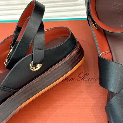 SANDALS THICK SOLE CROSS STRAP IN WHITE AND BROWN CALFSKIN