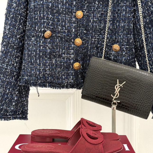 SLIDE SANDALS IN RED FABRIC EMBOSSED LOGO STYLE 4