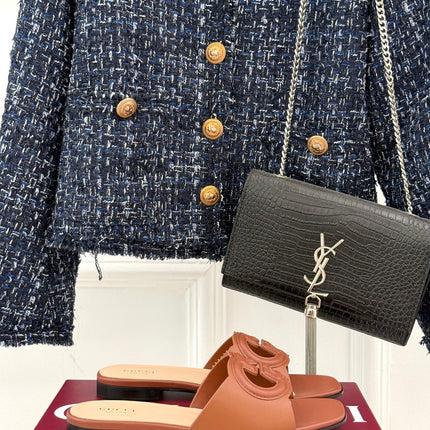 SLIDE SANDALS IN BROWN CALFSKIN