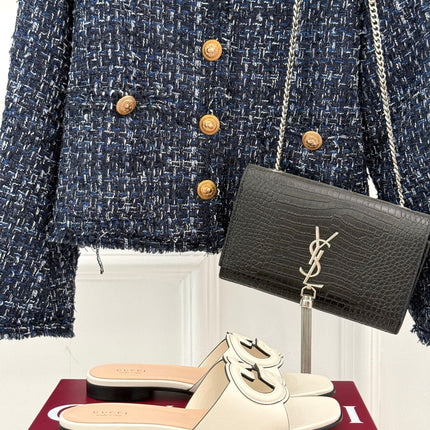 SLIDE SANDALS IN CREAM WHITE CALFSKIN