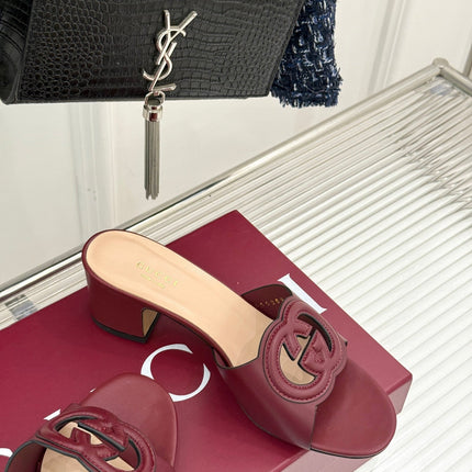 MID-HEEL MULE IN RED CALFSKIN