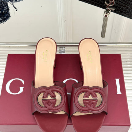 MID-HEEL MULE IN RED CALFSKIN