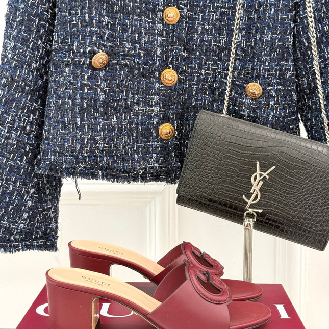 MID-HEEL MULE IN RED CALFSKIN