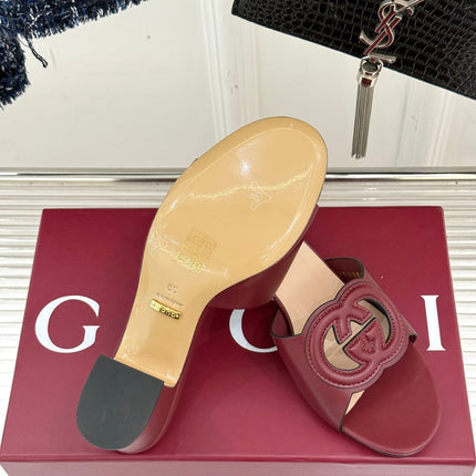 MID-HEEL MULE IN RED CALFSKIN