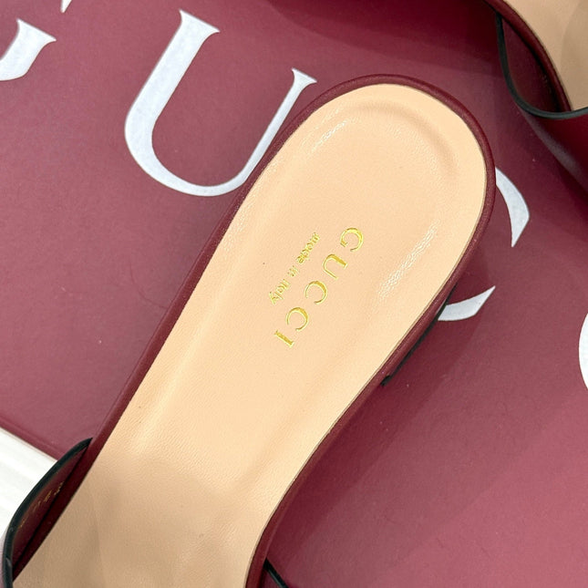 MID-HEEL MULE IN RED CALFSKIN