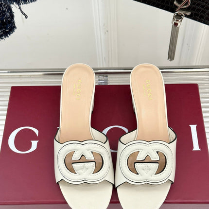 MID-HEEL MULE IN CREAM WHITE CALFSKIN