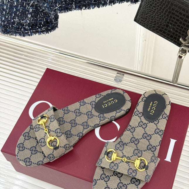 SLIDE SANDALS IN WARM BEIGE FABRIC EMBOSSED LOGO