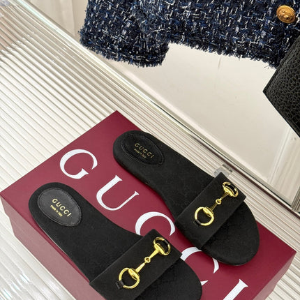 SLIDE SANDALS IN BLACK FABRIC EMBOSSED LOGO