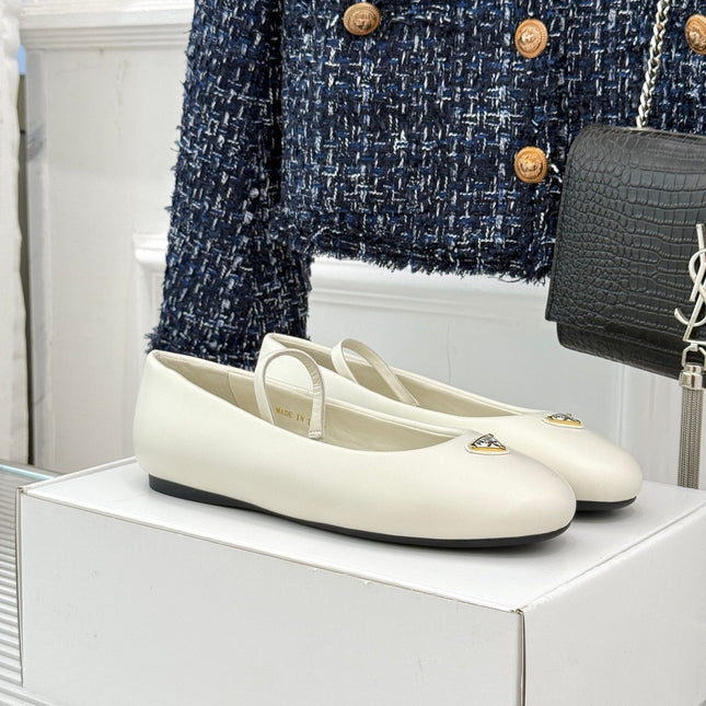 PRADA 25S SOFT PADDED BALLERINAS IN IVORY NAPPA LEATHER